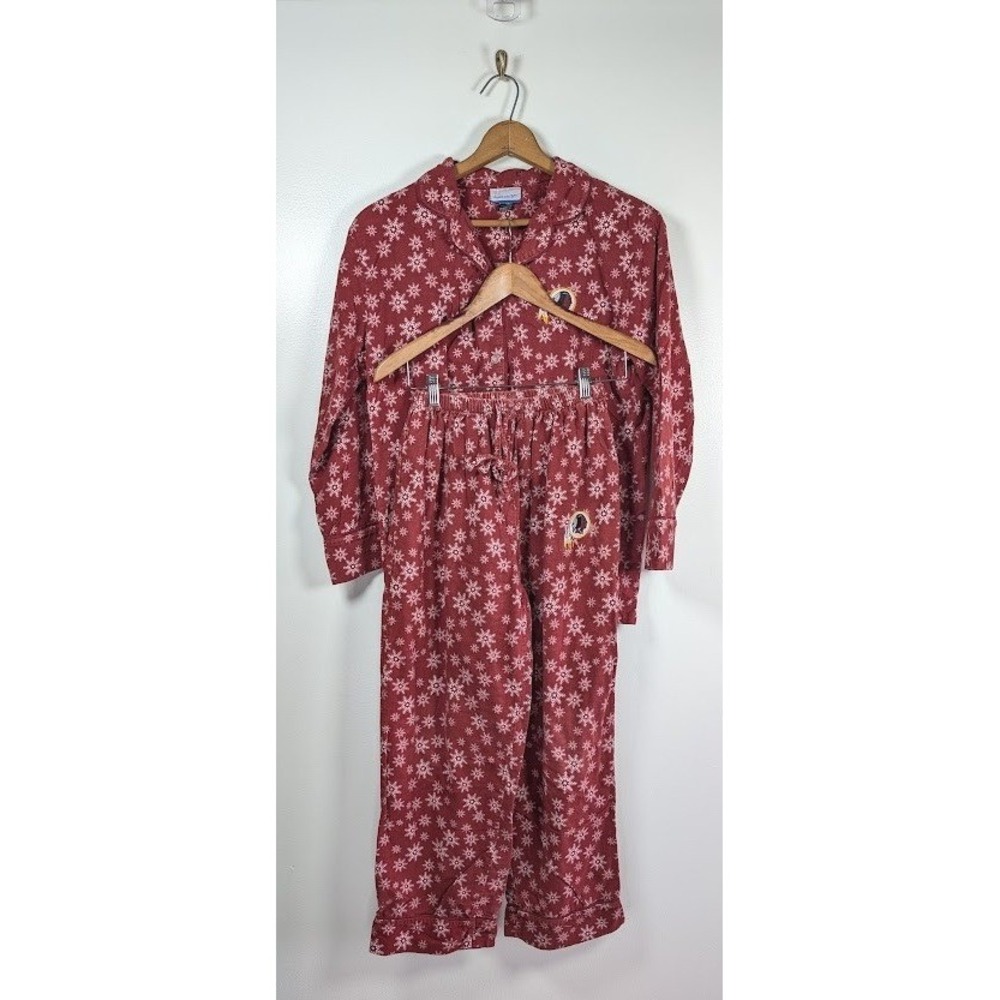 Reebok Washington Redskins Flannel Pajamas 2 pc Set Womens Medium Y2K Vintage